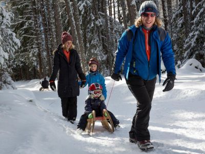 Winterurlaub fr Familien in Tirol,Rodeln Schlitten Familie Winter