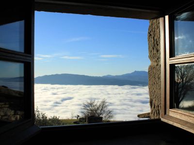 blick aus dem fenster am morgen �ber Wolken